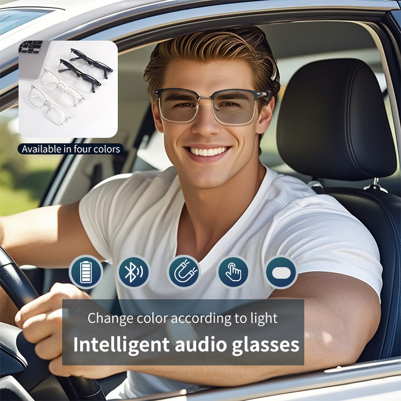 GS13 Smart glasses metal frame lenses color change